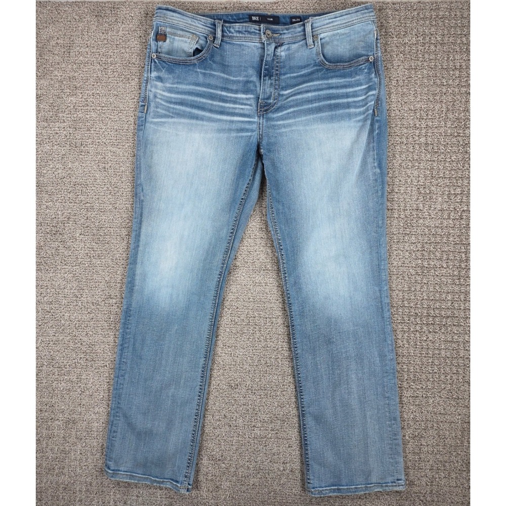BKE Tyler Straight Leg Jeans Mens 38x34 Blue Durable Denim Light Wash Stretch